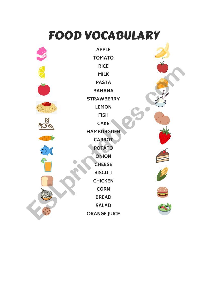FOOD worksheet