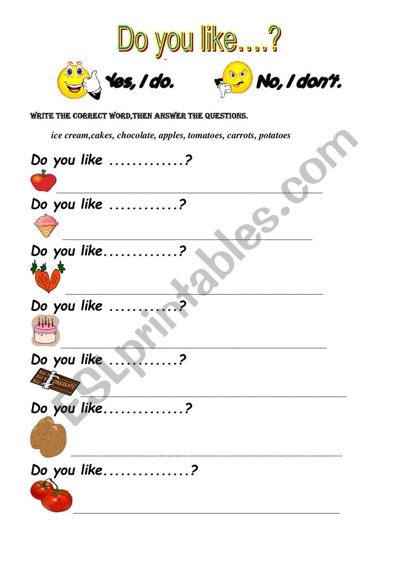 FOOD worksheet