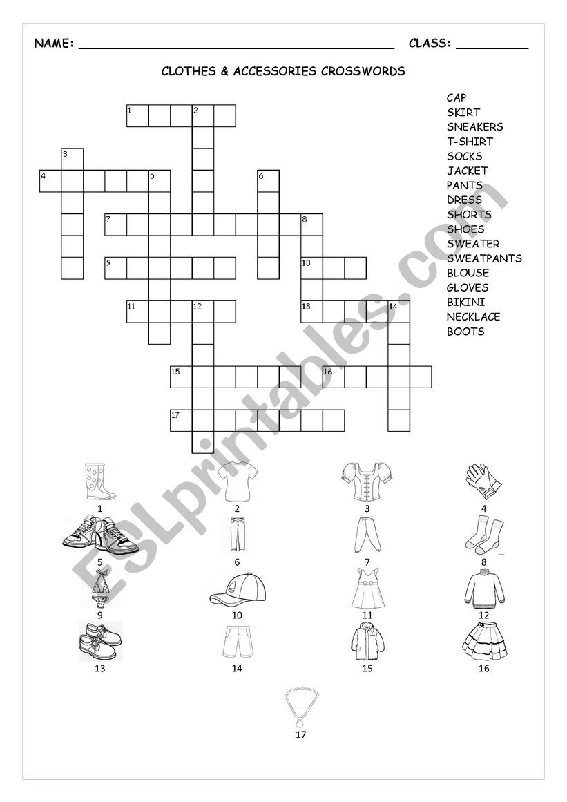 CLOTHES & ACCESSORIES CROSSWORDS