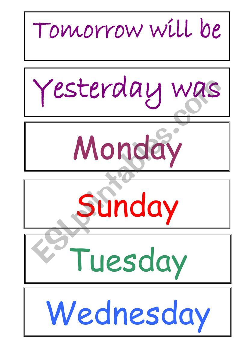 Days of the Week worksheet