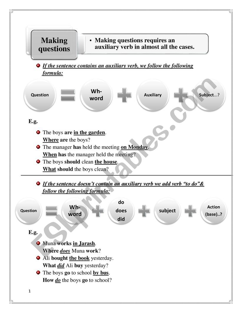 forming questions in English worksheet