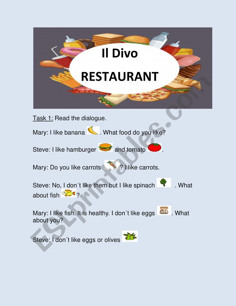 IL DIV RESTAURANT worksheet