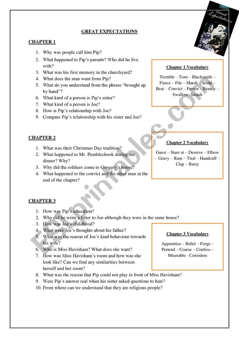 Great Expectations Stage 5 Oxford Chapter 1-2-3 Questions