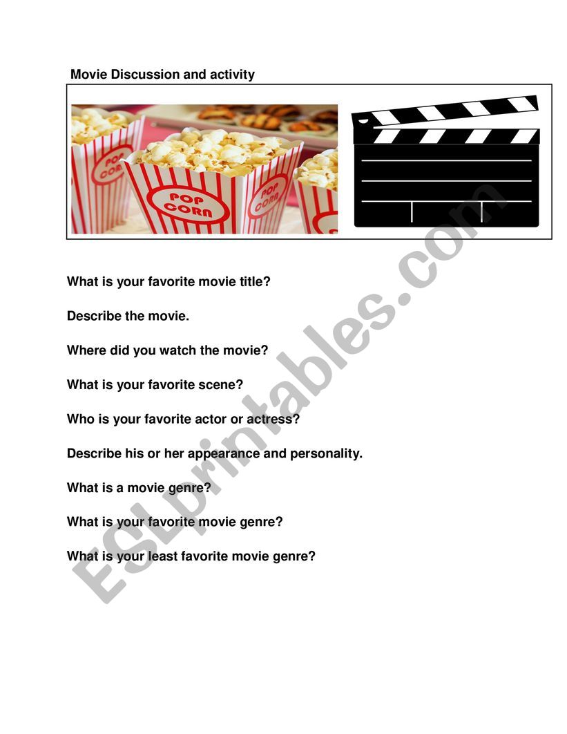 Movie Discussion and Activity worksheet