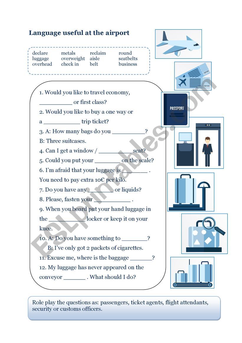 Airport vocabulary worksheet