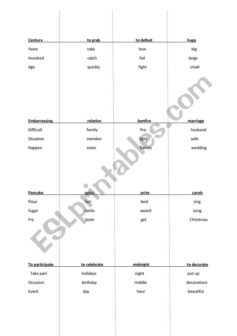 taboo words worksheet