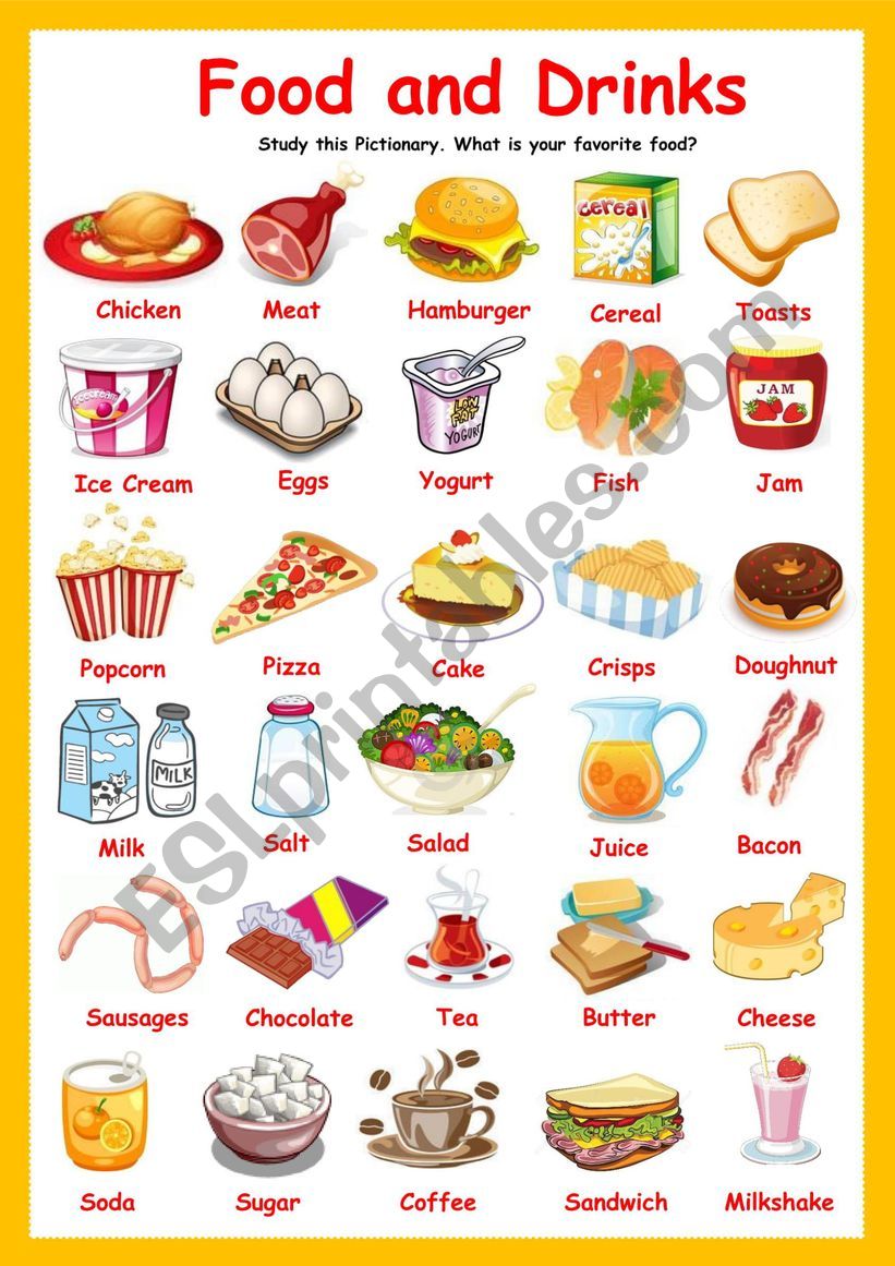 Food Pictionary - ESL worksheet by Solnechnaya