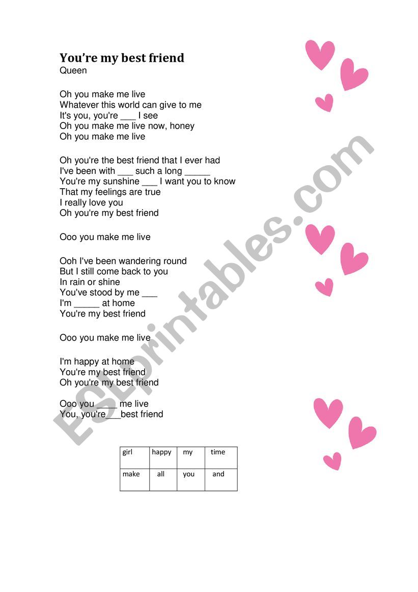 YouÂ´re my best friend (song from Queen)