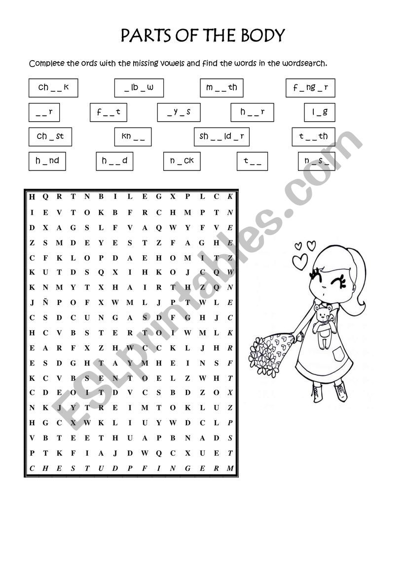 PARTS OF THE BODY worksheet