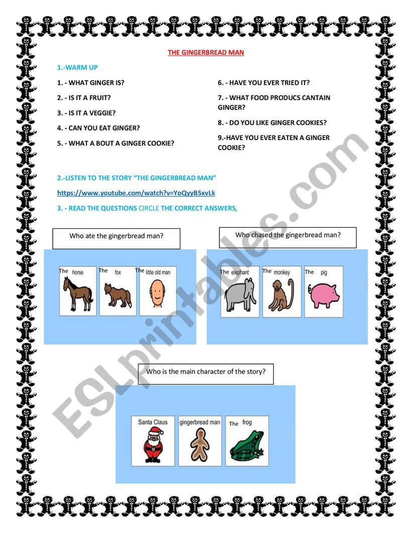 THE GINGER MAN COOKIE worksheet