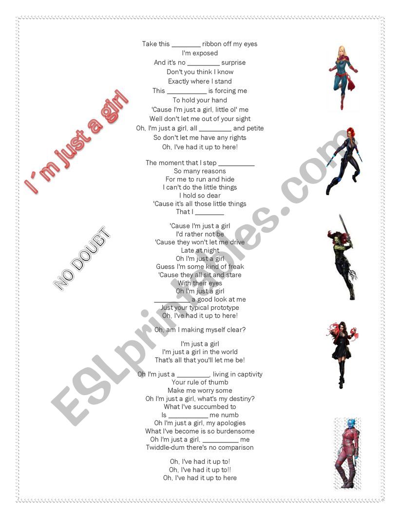 IÂ´m just a girl - No Doubt worksheet