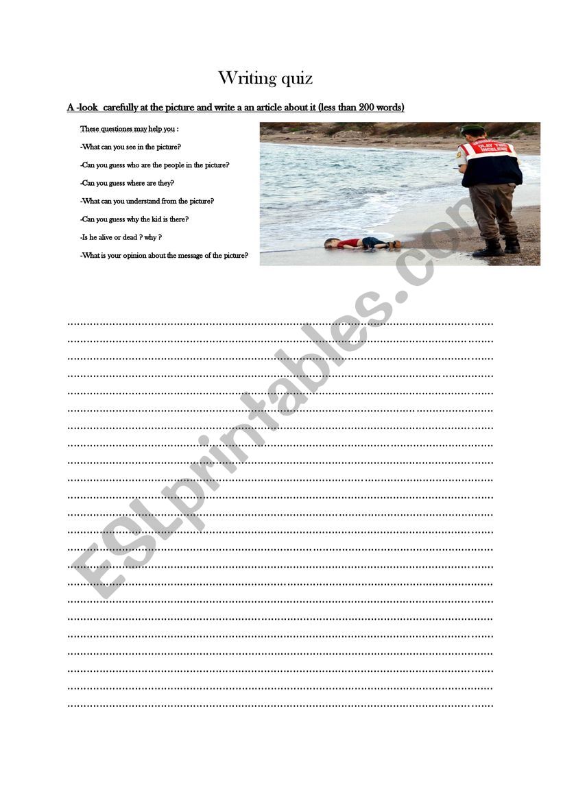 writing quiz worksheet