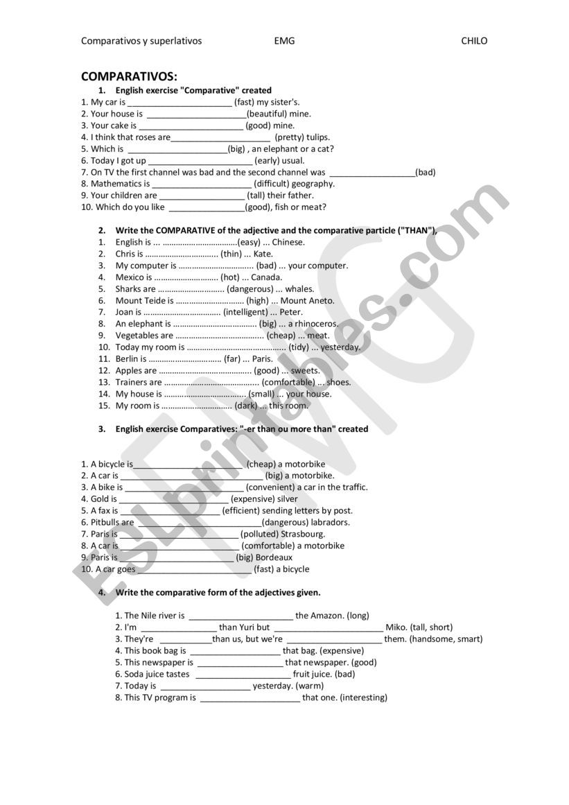 Comparatives EMG worksheet