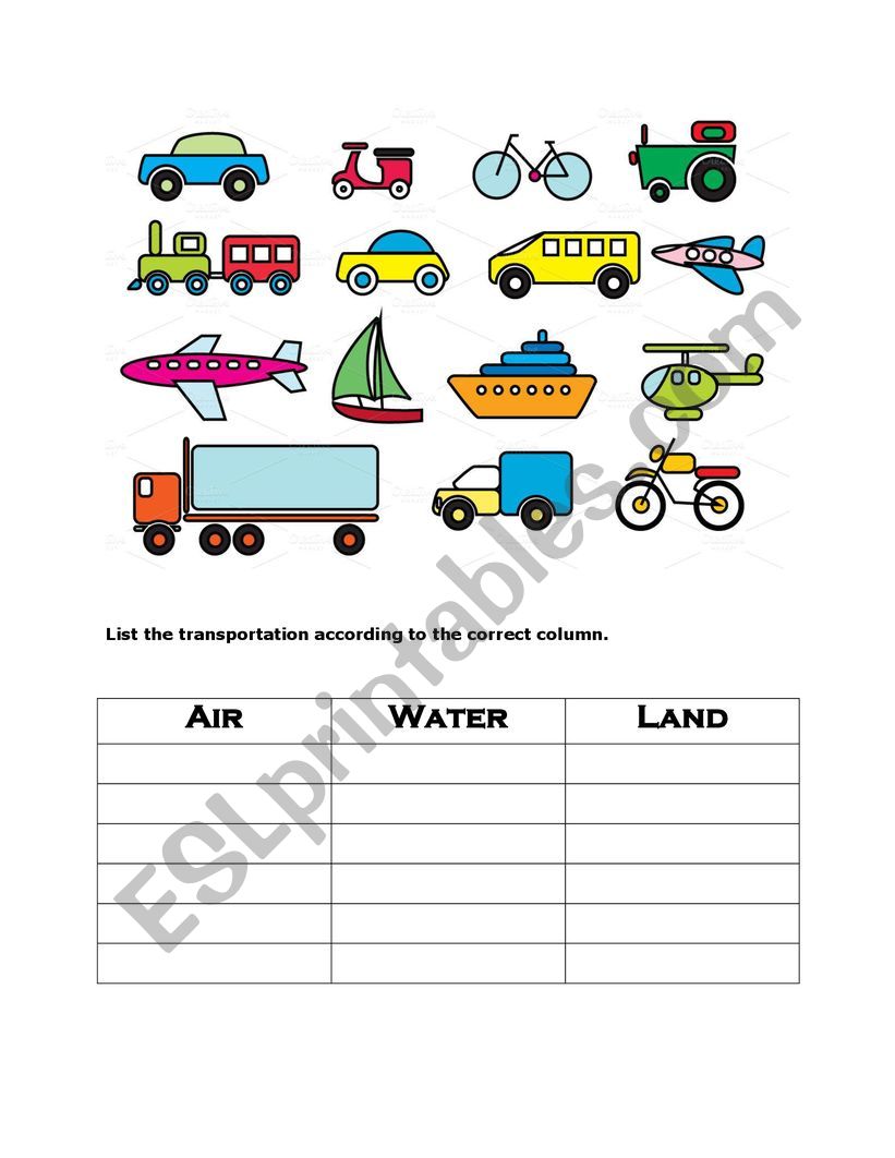 List transportation worksheet