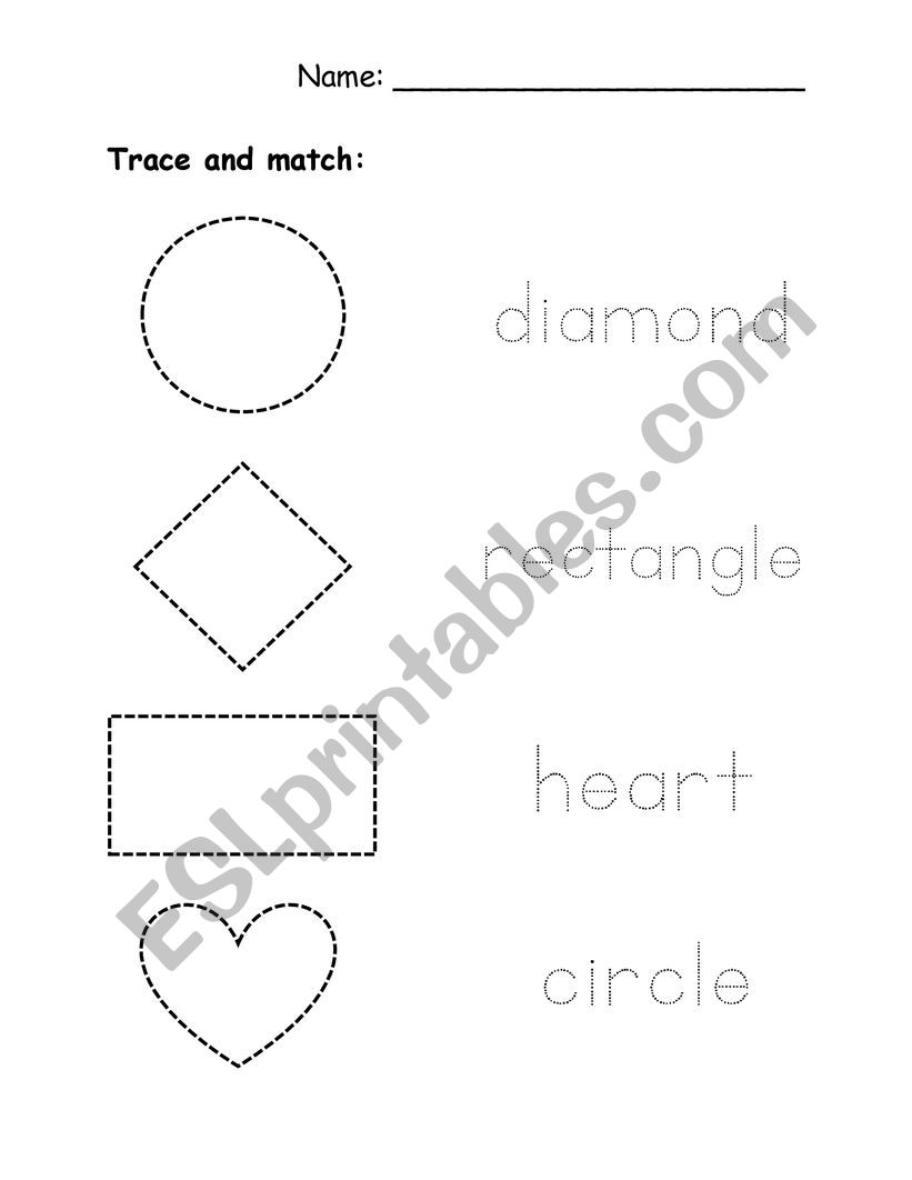 Trace and match shapes worksheet