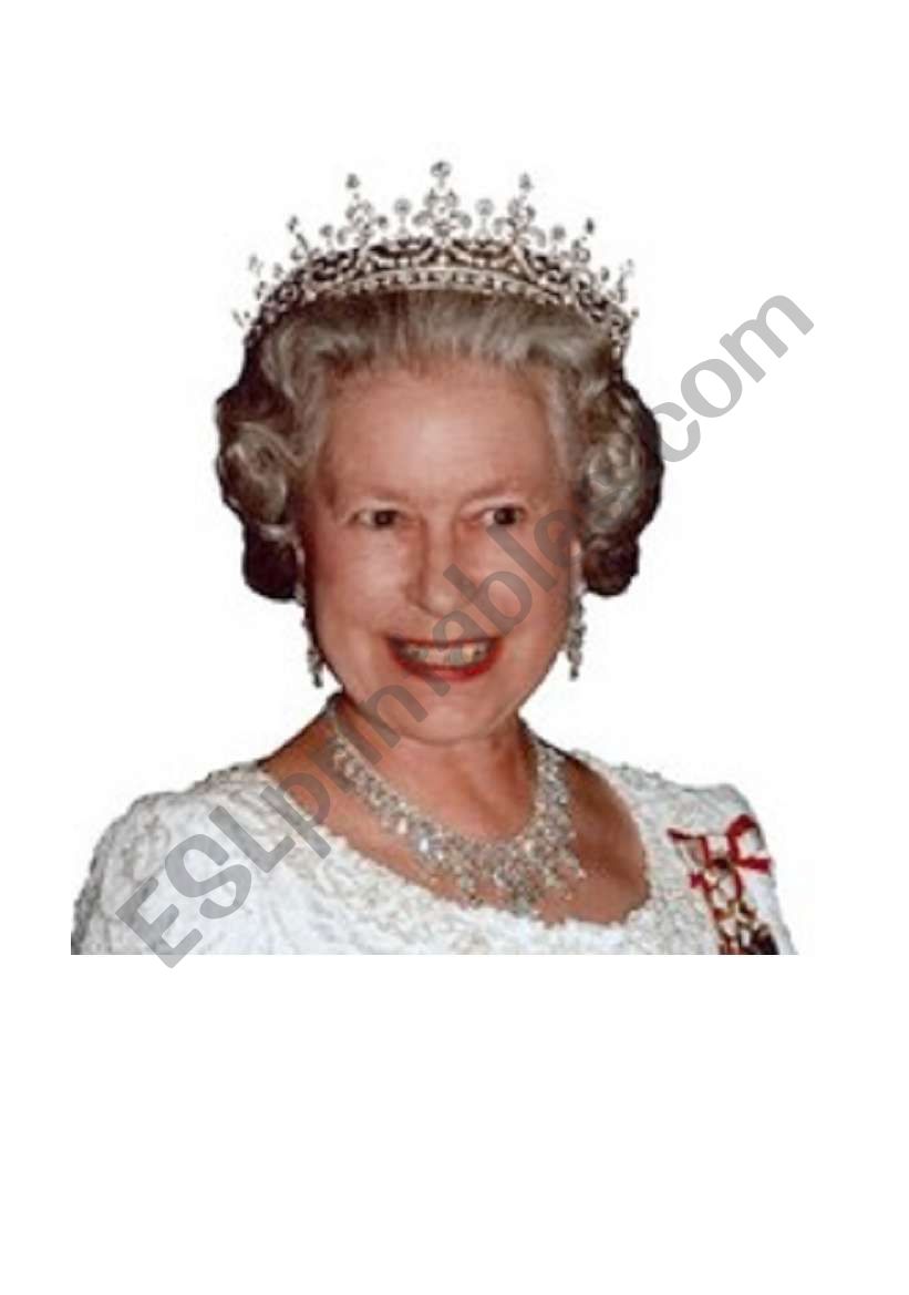 flash-card Queen Elisabeth II worksheet