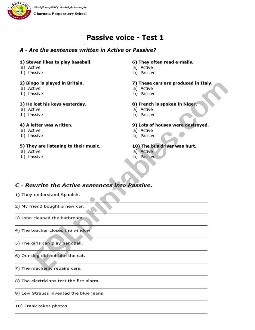 passive voice worksheet