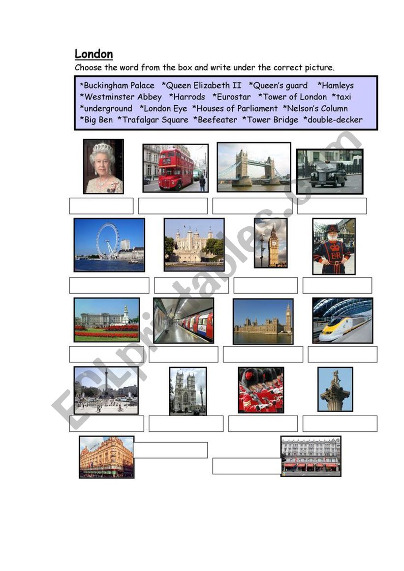 London worksheet