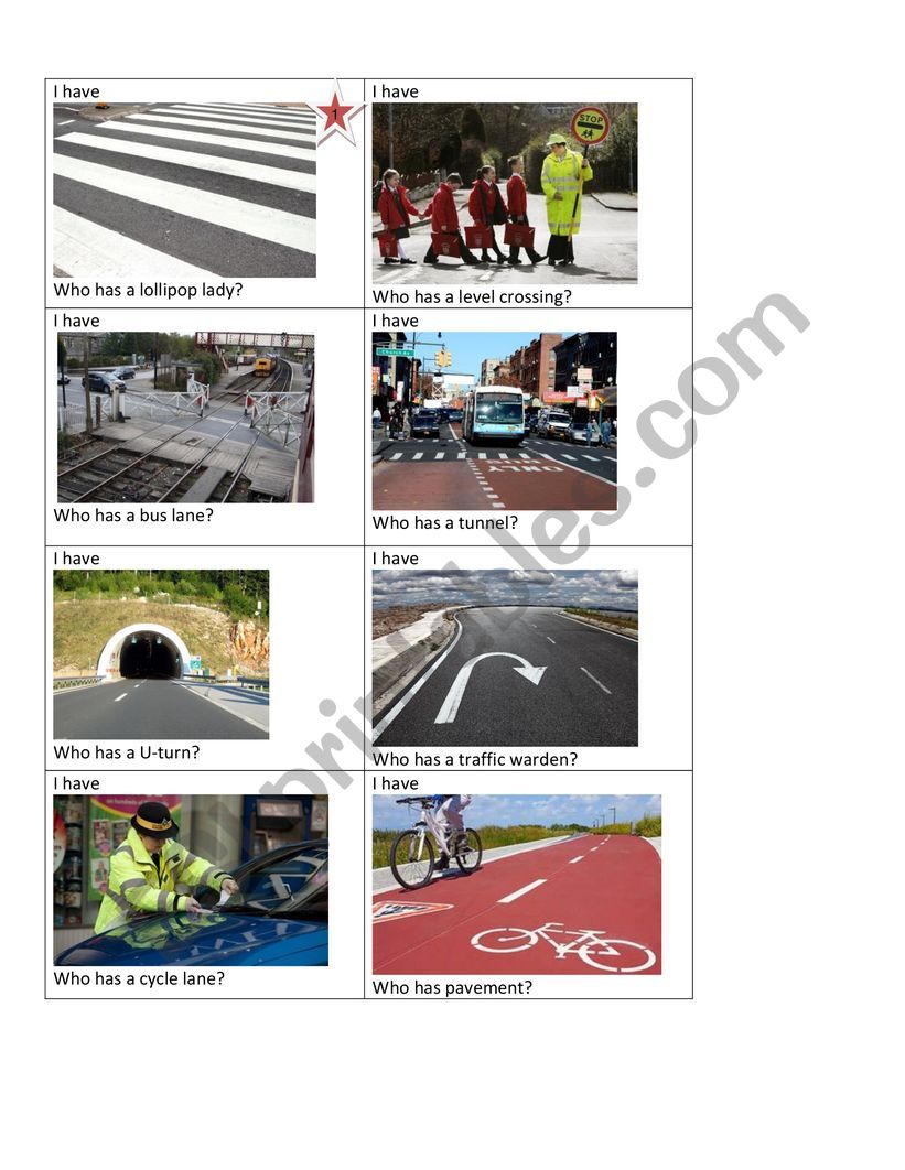 I have... Who has...? game (Road safety rules