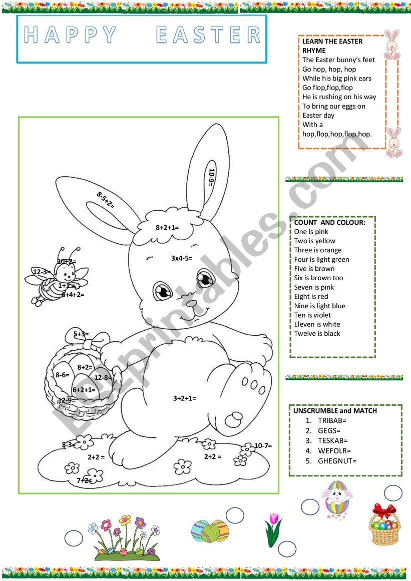Easter: learn, count and colour!