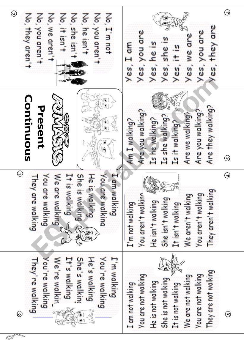 PRESENT CONTINUOUS MINI BOOK worksheet