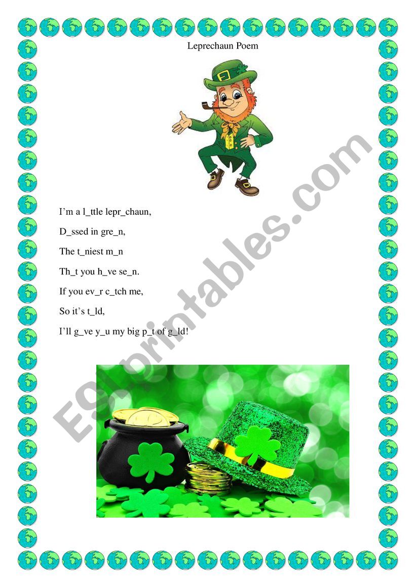 Leprechaun Poem worksheet