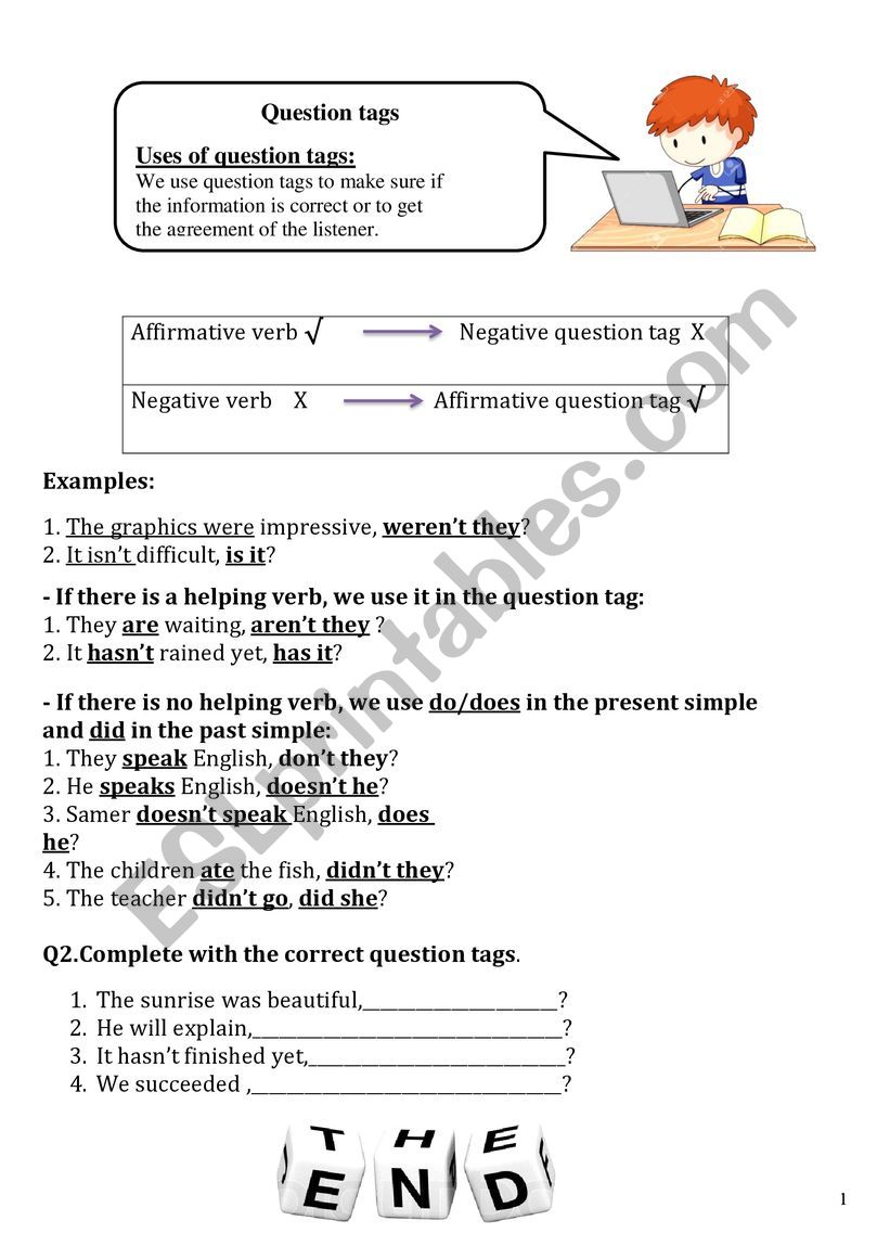 Questions Tag worksheet