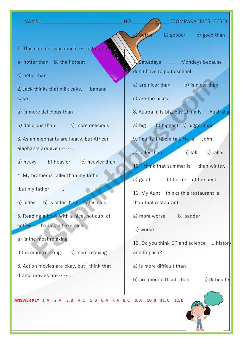 comparaitive worksheet