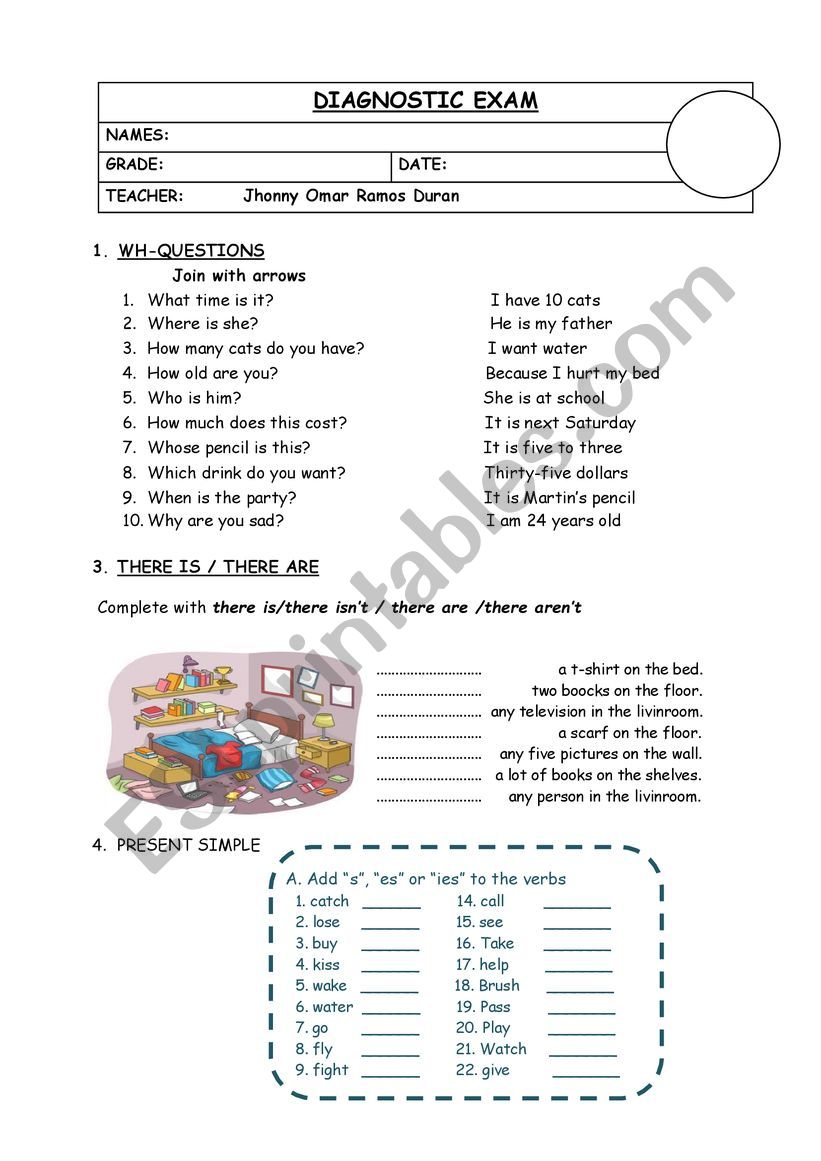 DIAGNOSTIC EXAM 6th worksheet