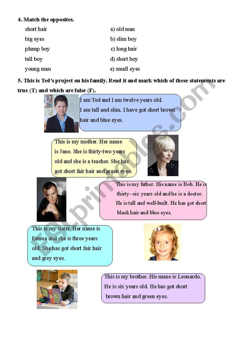 Family worksheet