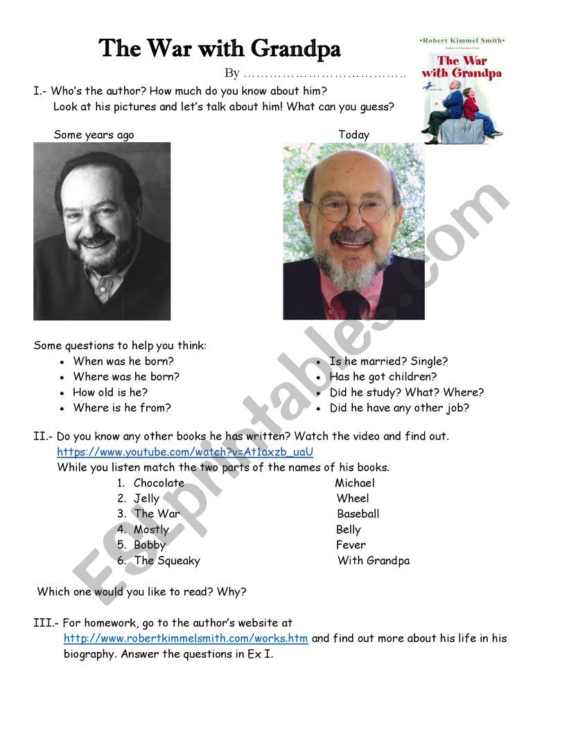 The War with Grandpa by Robert Kimmel Smth - AuthorÂ´s Biography - Cover Analysis