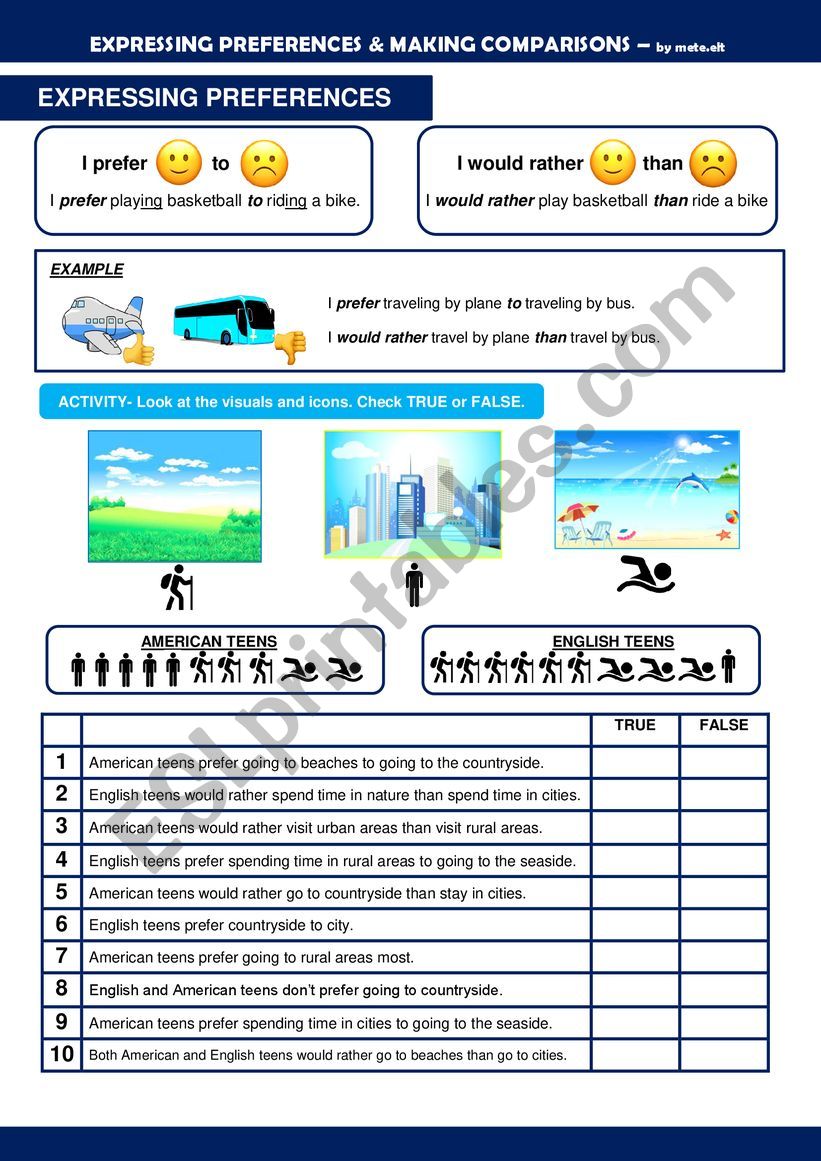 Expressing Preferences & Making Comparisons