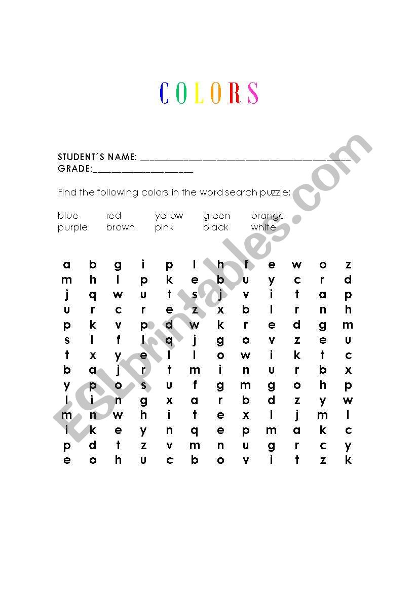 Colors worksheet