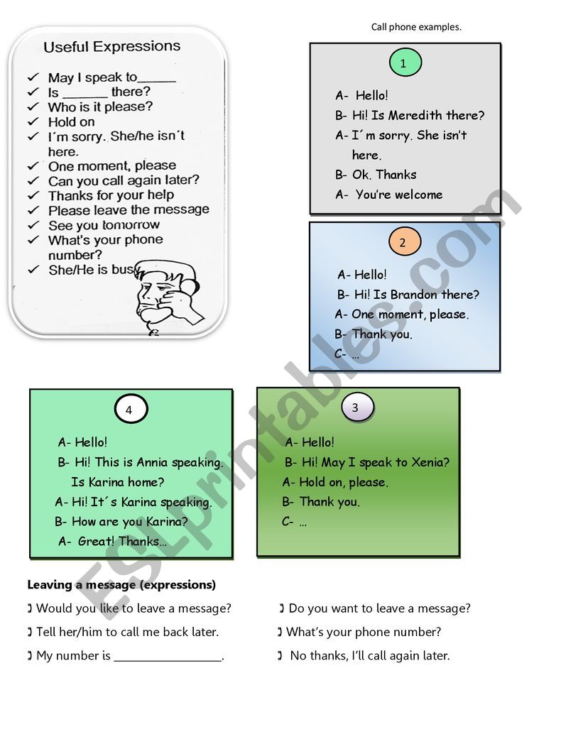 call phone worksheet