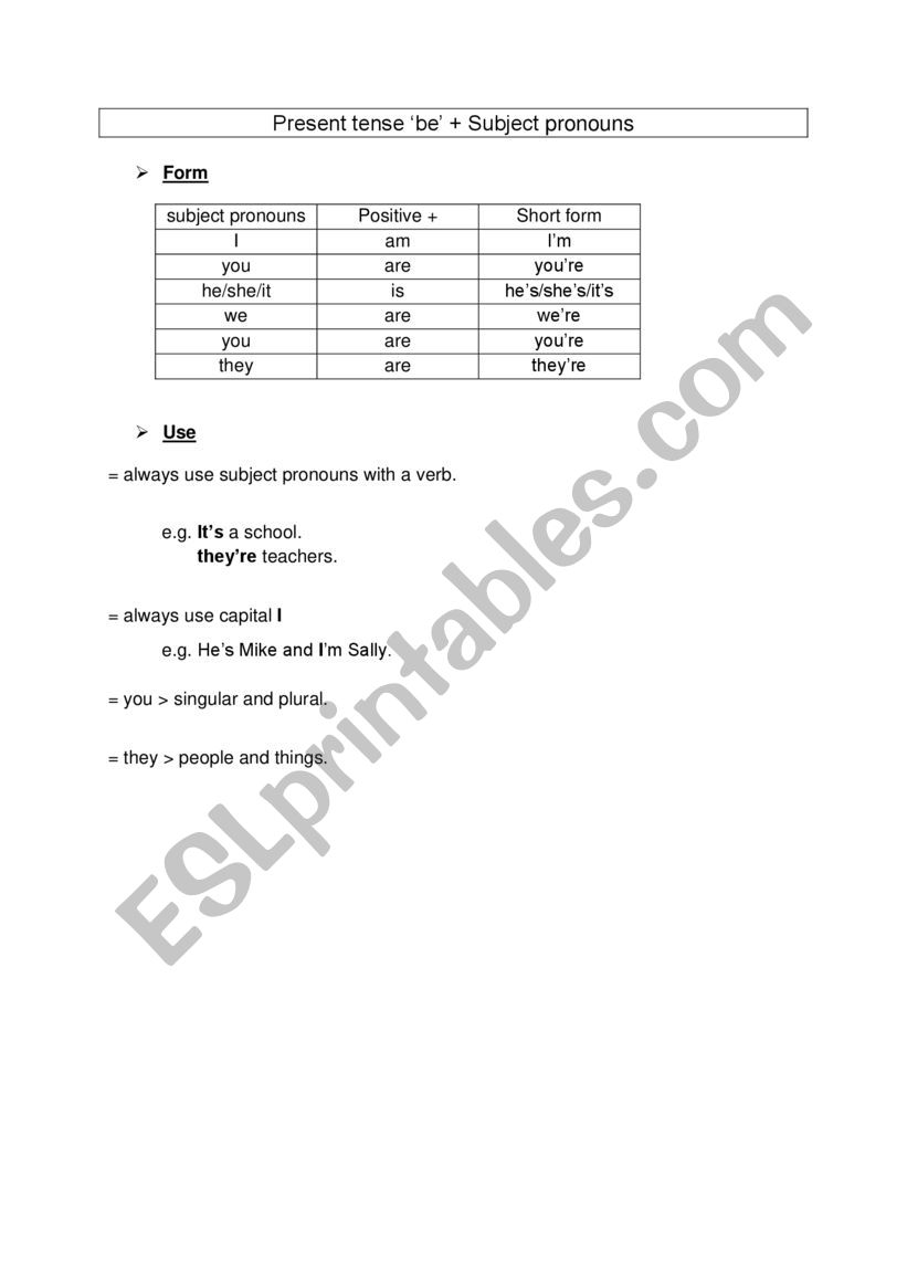 Grammar worksheet