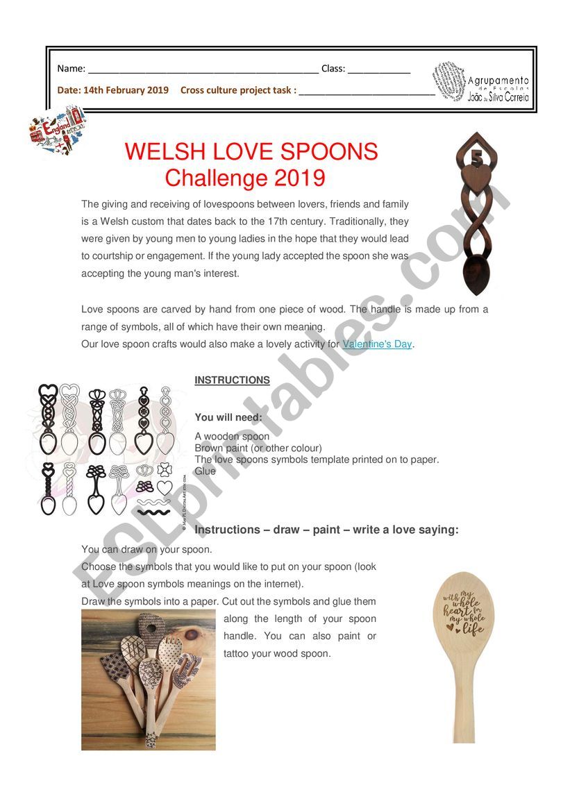 Love Spoons worksheet