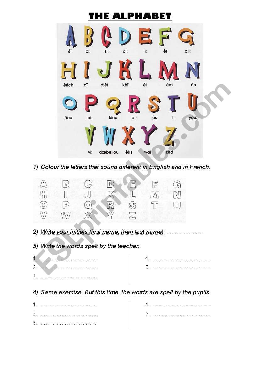 REVISION: THE ALPHABET worksheet