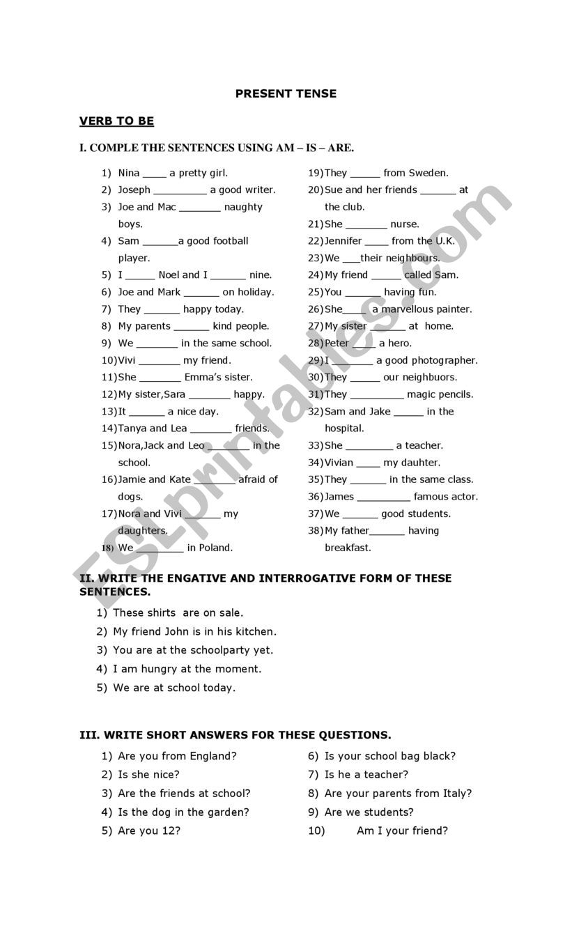 present simple worksheet