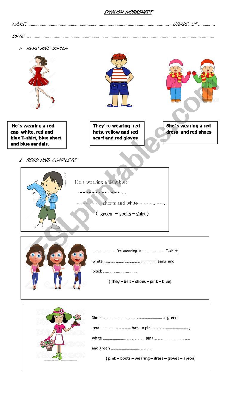 CLOTHES worksheet