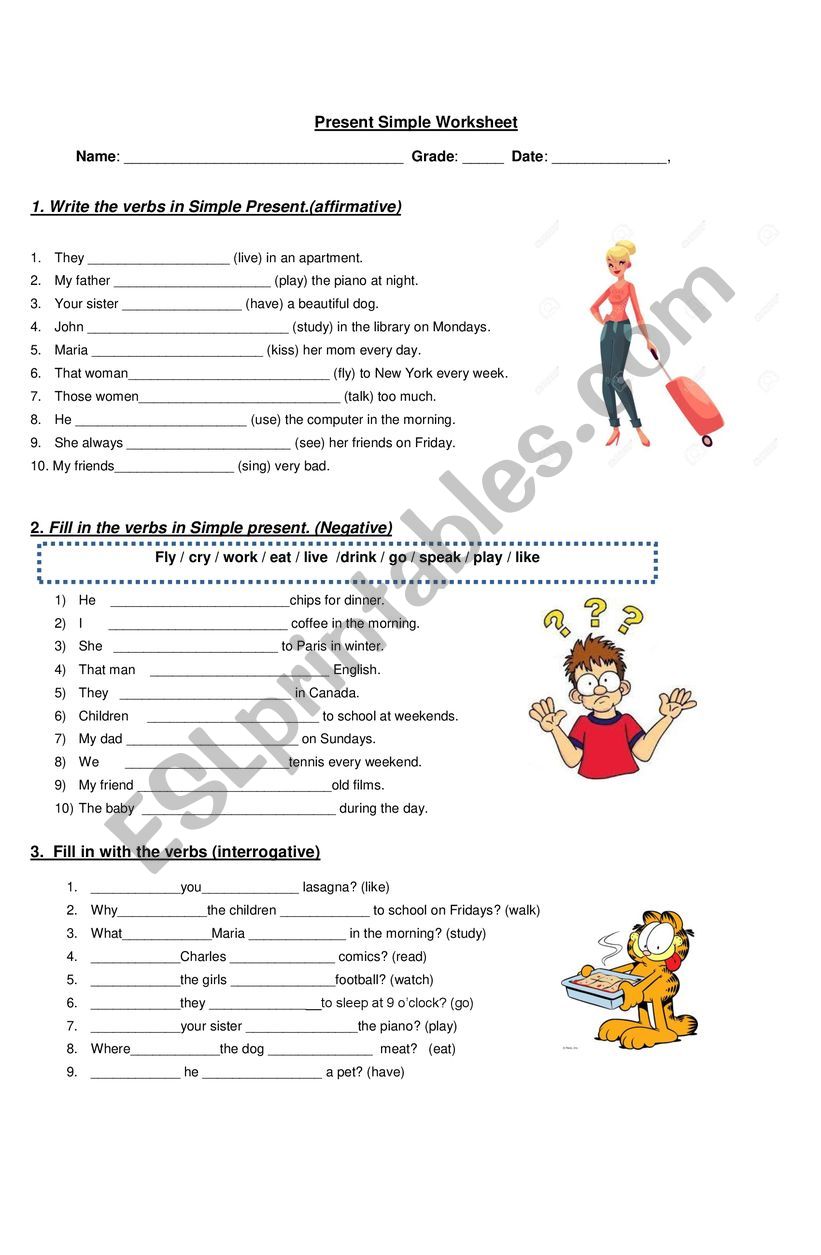 PRESENT SIMPLE WORKSHEET worksheet