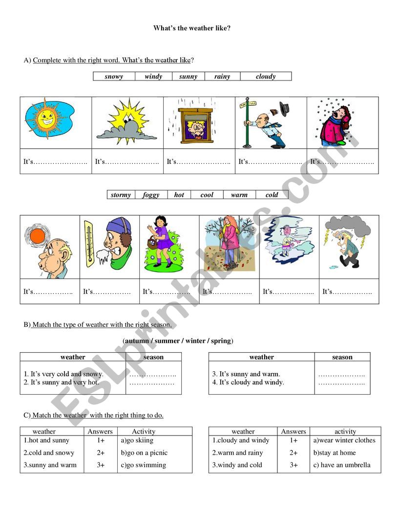 Weather worksheet