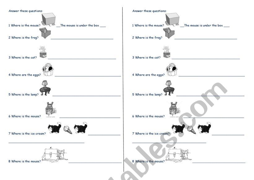 Answer using prepositions worksheet