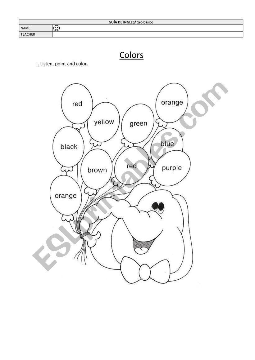 Colors worksheet