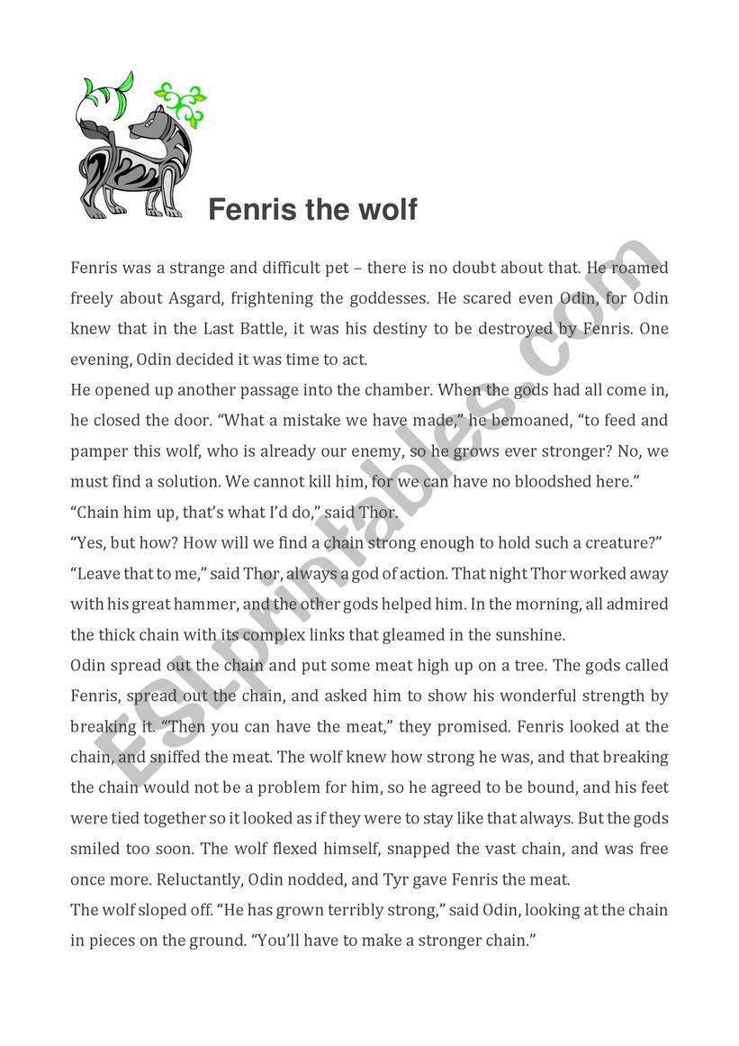 Fenris the wolf worksheet