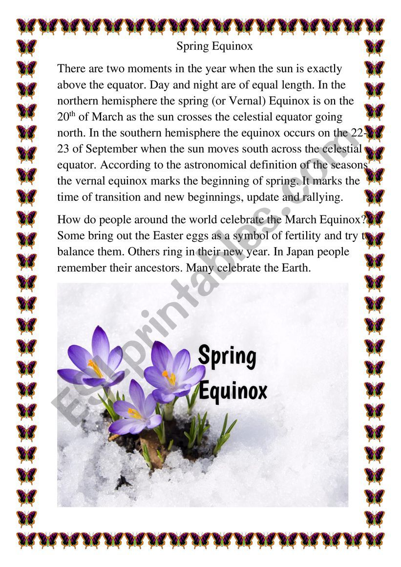 Spring Equinox worksheet