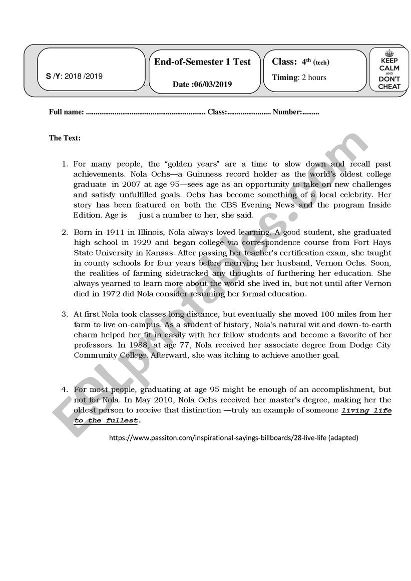 end of term test 1 (tech) worksheet