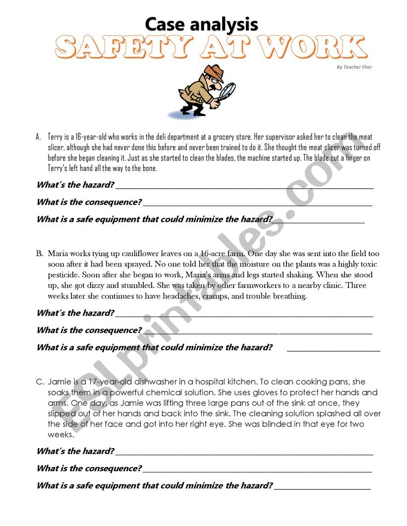 SAFETY AT WORK worksheet