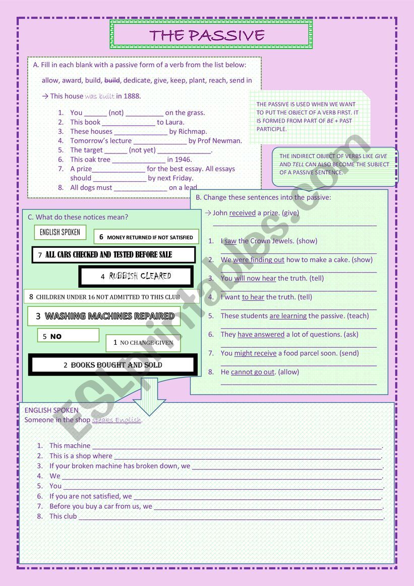 THE PASSIVE worksheet