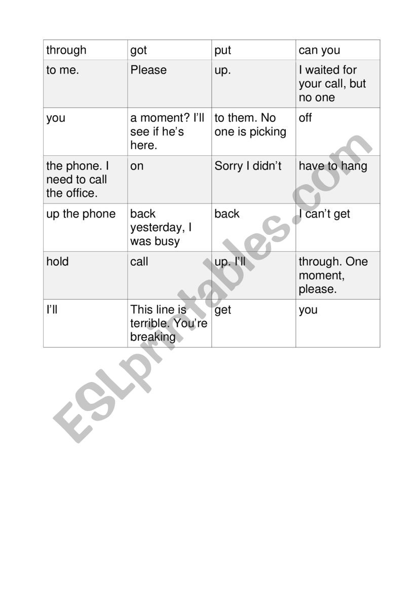 Phone conversations  worksheet