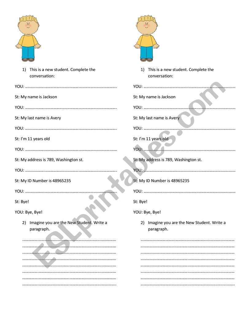 PERSONAL INFORMATION worksheet